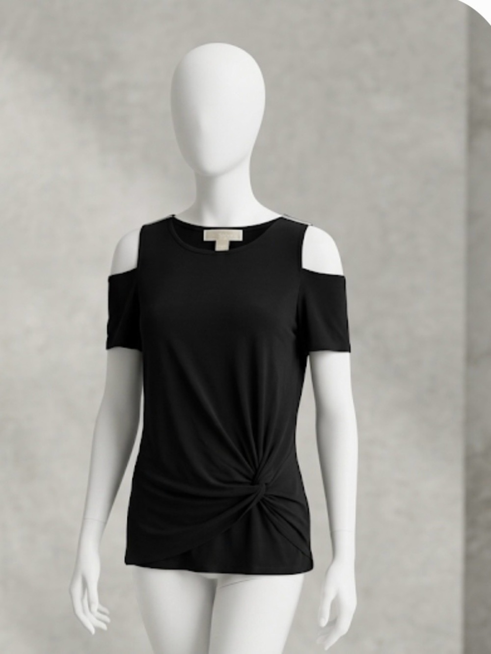 MICHAEL Michael Kors Black Cold-Shoulder Knot Tee